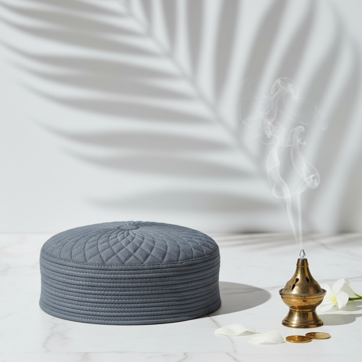 Rasha Grey Koofi - small border